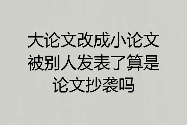 大论文改成小论文被别人发表了算是论文抄袭吗