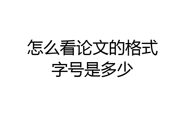 怎么看论文的格式字号是多少