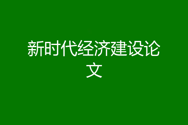新时代经济建设论文
