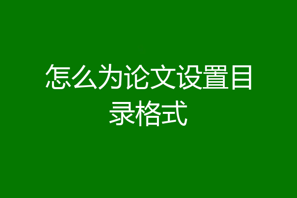 怎么为论文设置目录格式