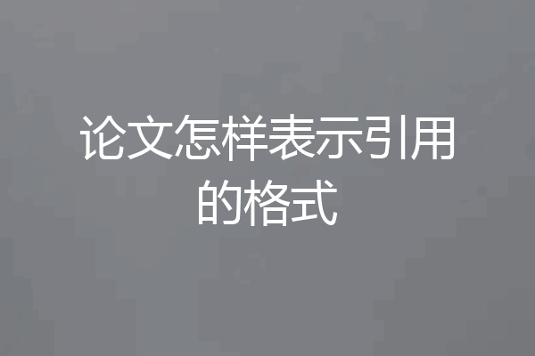论文怎样表示引用的格式