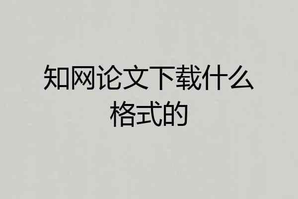 知网论文下载什么格式的