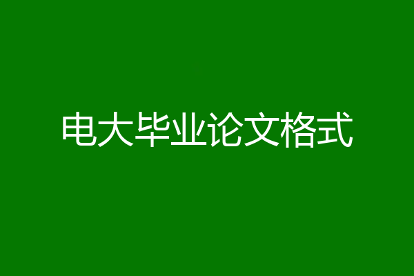 电大毕业论文格式