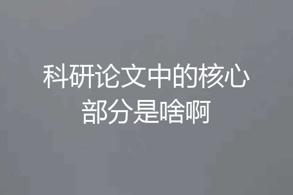 科研论文中的核心部分是啥啊