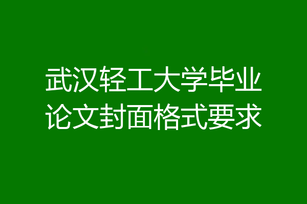 武汉轻工大学毕业论文封面格式要求
