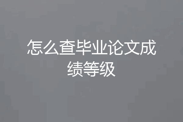 怎么查毕业论文成绩等级