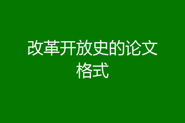 改革开放史的论文格式