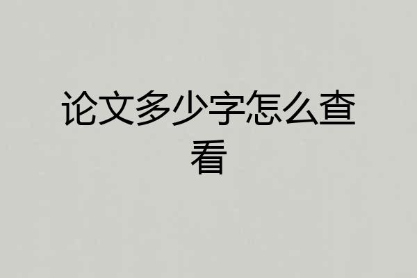 论文多少字怎么查看