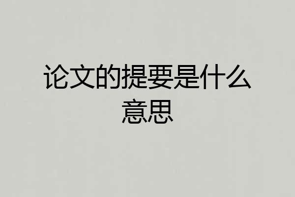 论文的提要是什么意思