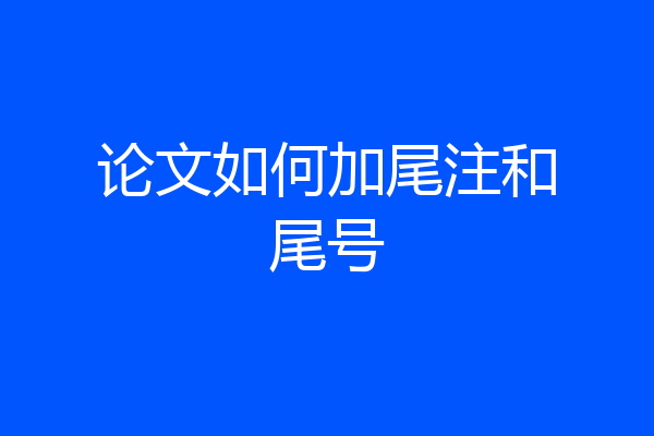 论文如何加尾注和尾号