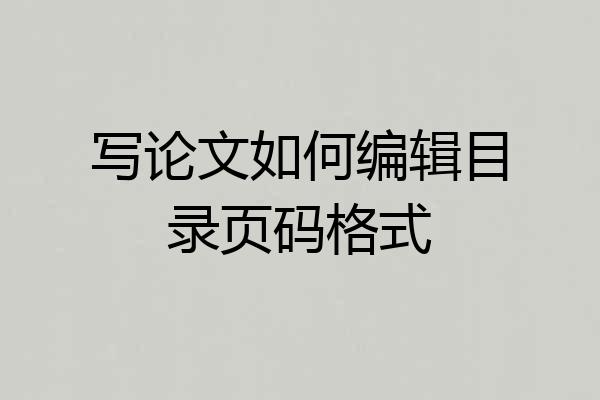 写论文如何编辑目录页码格式