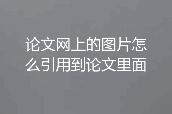论文网上的图片怎么引用到论文里面