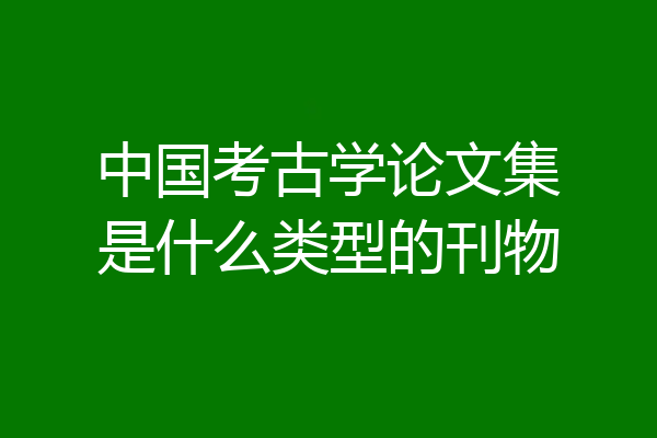 中国考古学论文集是什么类型的刊物