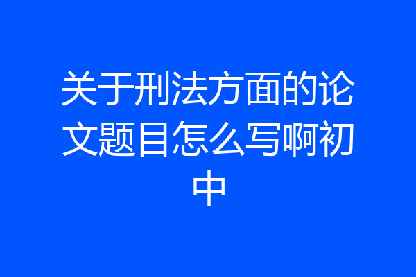 关于刑法方面的论文题目怎么写啊初中