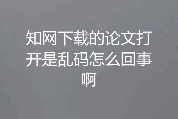知网下载的论文打开是乱码怎么回事啊