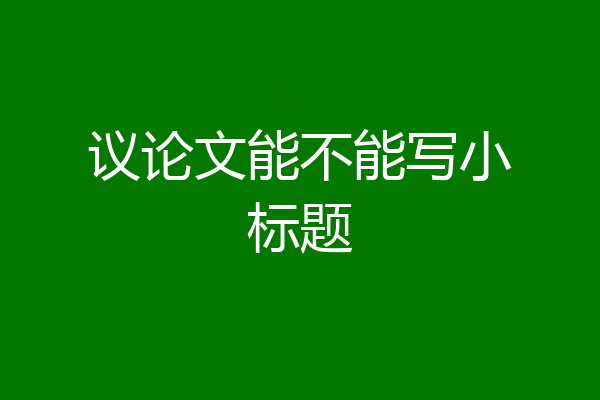 议论文能不能写小标题