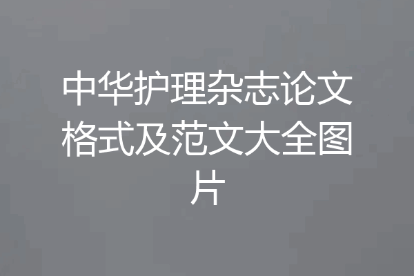 中华护理杂志论文格式及范文大全图片