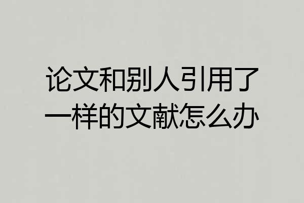 论文和别人引用了一样的文献怎么办