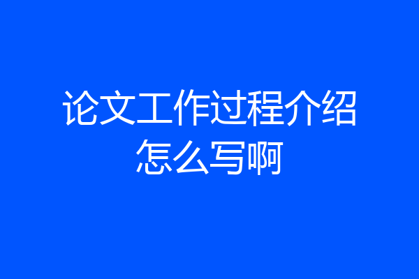 论文工作过程介绍怎么写啊