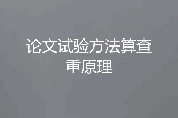 论文试验方法算查重原理