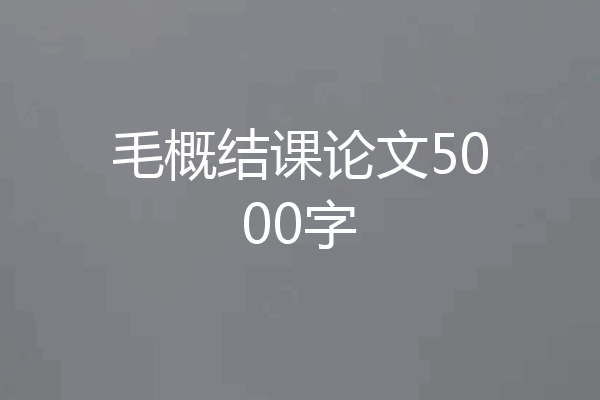 毛概结课论文5000字