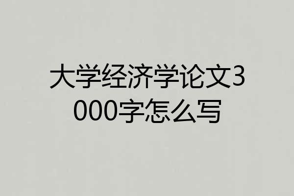 大学经济学论文3000字怎么写
