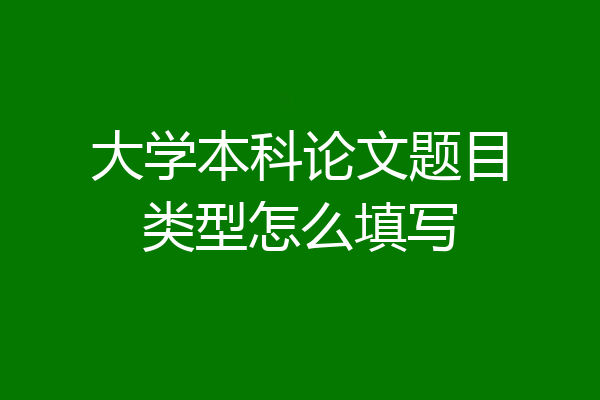 大学本科论文题目类型怎么填写