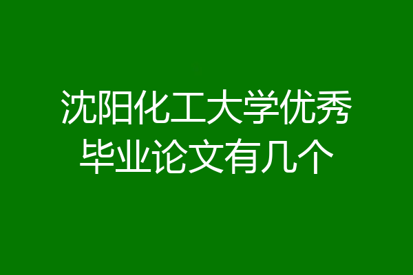 沈阳化工大学优秀毕业论文有几个