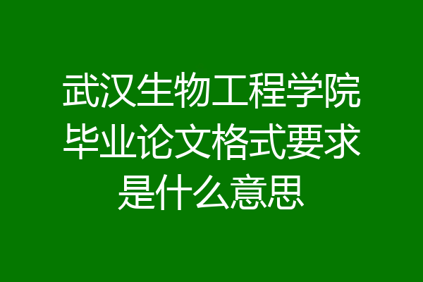 武汉生物工程学院毕业论文格式要求是什么意思