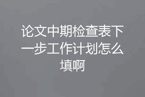 论文中期检查表下一步工作计划怎么填啊