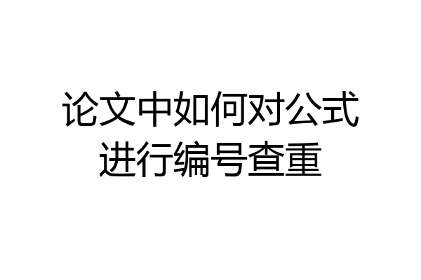 论文中如何对公式进行编号查重