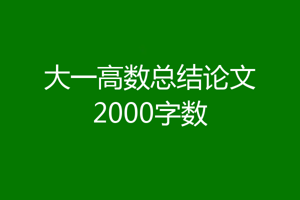 大一高数总结论文2000字数