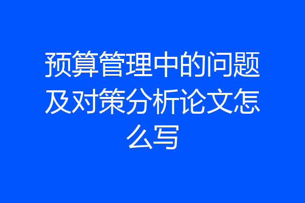 预算管理中的问题及对策分析论文怎么写
