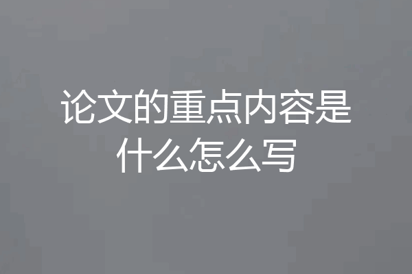 论文的重点内容是什么怎么写