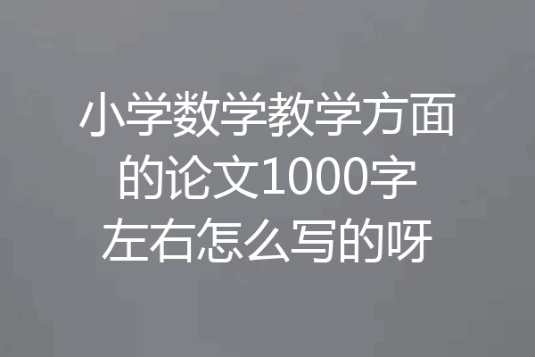 小学数学教学方面的论文1000字左右怎么写的呀