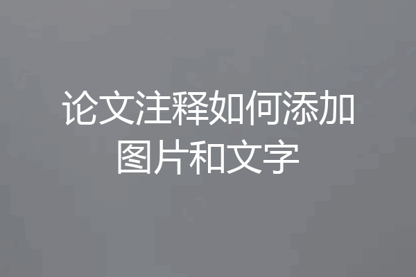 论文注释如何添加图片和文字