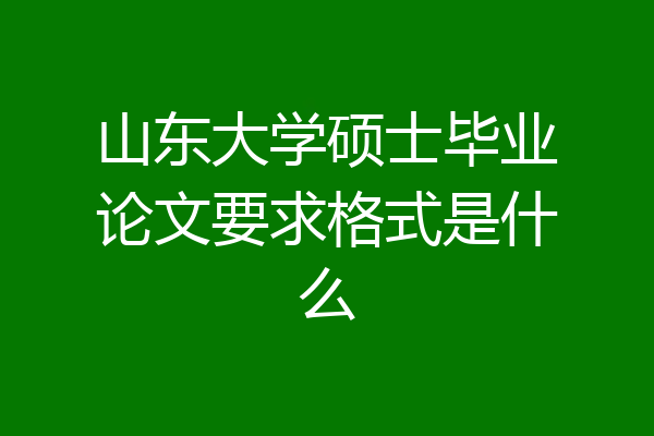 山东大学硕士毕业论文要求格式是什么