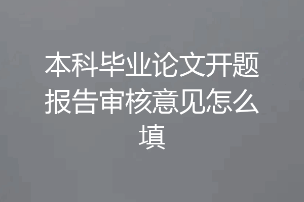 本科毕业论文开题报告审核意见怎么填