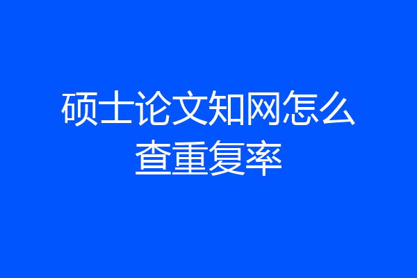 硕士论文知网怎么查重复率