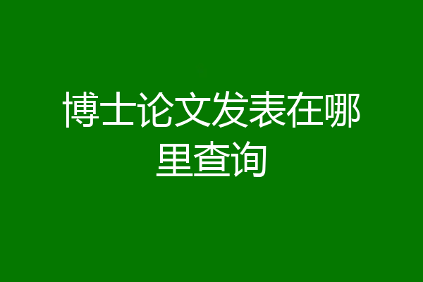 博士论文发表在哪里查询