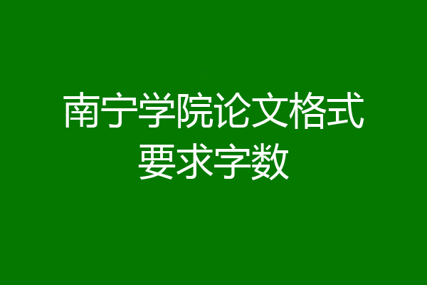 南宁学院论文格式要求字数
