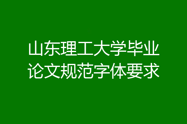 山东理工大学毕业论文规范字体要求