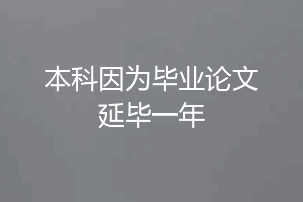 本科因为毕业论文延毕一年