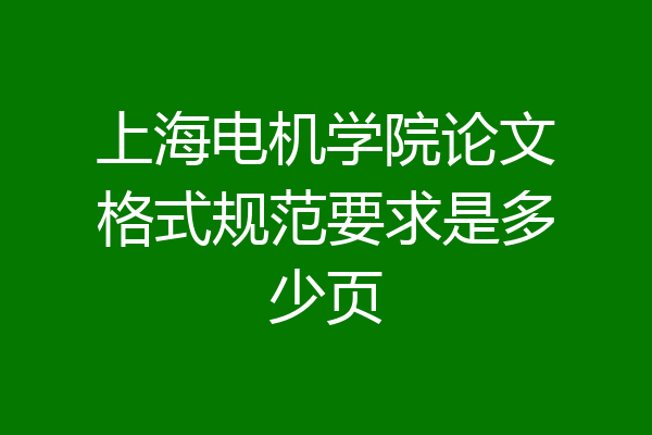 上海电机学院论文格式规范要求是多少页