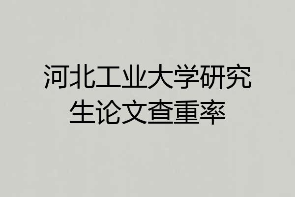 河北工业大学研究生论文查重率