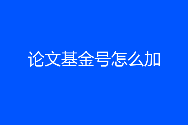 论文基金号怎么加