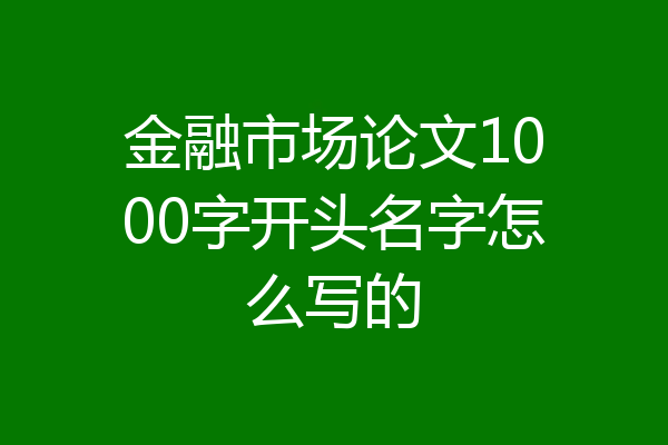 金融市场论文1000字开头名字怎么写的