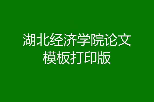湖北经济学院论文模板打印版