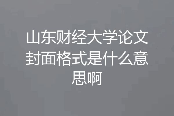 山东财经大学论文封面格式是什么意思啊