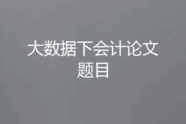 大数据下会计论文题目